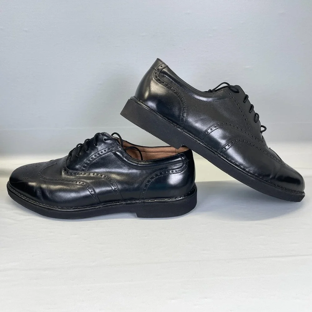 Rockport Dressports Oxford Shoes Mens Size 10 Wide Black Leather Wingtip Brogue